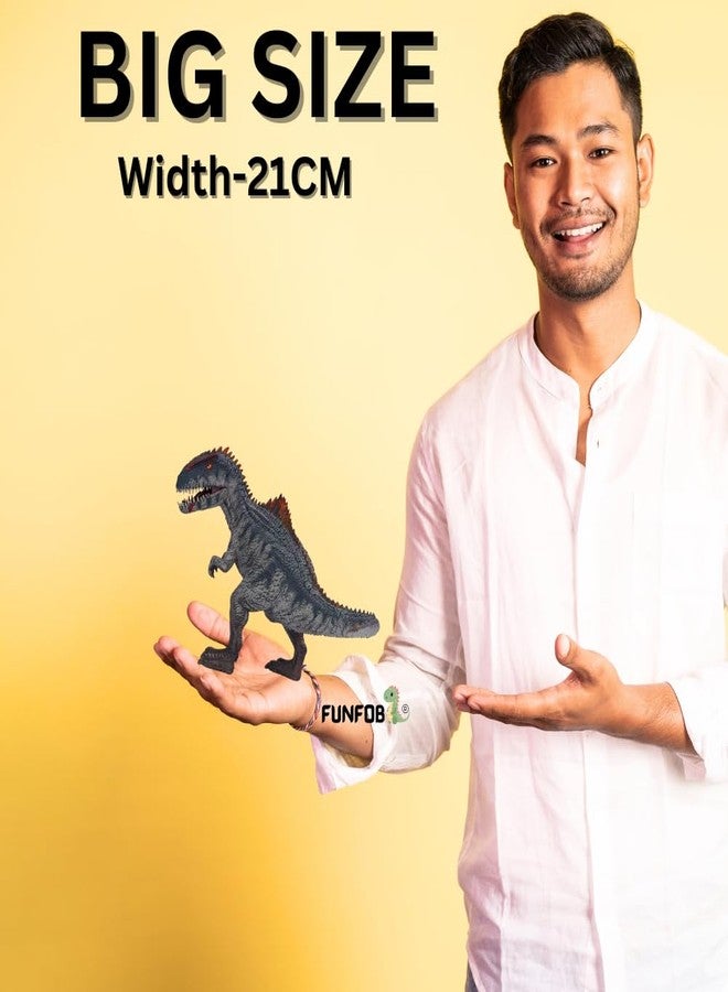 FUNFOB Giganotosaurus Dinosaur Toy Figure Jumbo Width- 21cm Dinosaur Toy Realistic Dinosaur Action Figure Educational for Boys & Girls | Giganotosaurus Grey Orange Spikes - Image 2